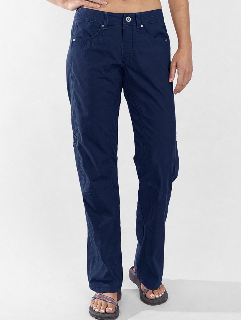 KUHL Free Range Cargo Pants Women Full Length Straight Cotton Blend Navy Blue 12